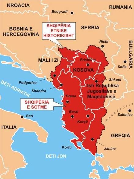 Χάρτης της Μεγάλης Αλβανίας
